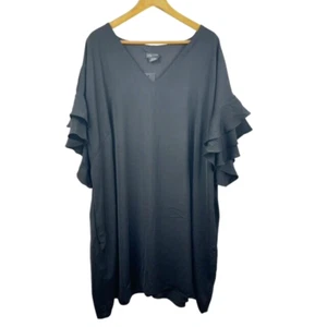 City Chic Womens Dress Black XXL 24 Polyester Ruffled Sleeves Lined V Neck - Picture 1 of 12
