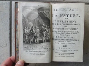 PLUCHE : LE SPECTACLE DE LA NATURE, 1747. Tome 6 avec 30 planches dépliantes. - Picture 1 of 22