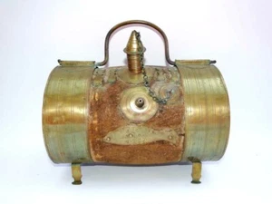 RARE Antique 19th Century Brass & Wood Keg Water Cooler / Canteen DATED 1897 EXC - Picture 1 of 3