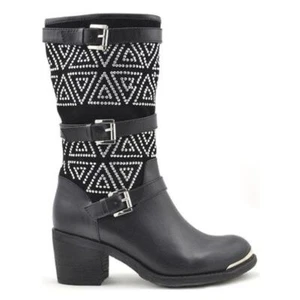 Botas negras para mujer con tachuelas talla 7 negras plateadas tachuelas Grazie - Imagen 1 de 10
