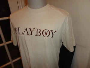 Vtg Tan PLAYBOY SPELLOUT by Pacsun Embroidered Playboy T- Shirt Adult M Stretchy - Picture 1 of 10