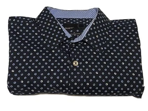 Camisa Quieti Para Hombre Botones Azul Marino Blanco Lt Mangas Largas Mangas Largas Algodón Talla L - Imagen 1 de 7