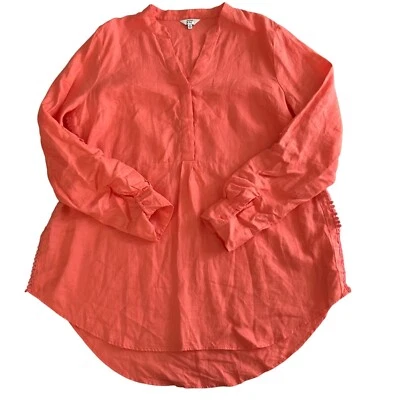 Top túnica de lino Crown & Ivy para mujer costera playa náutica preppy coral talla XL Foto 1 de 4