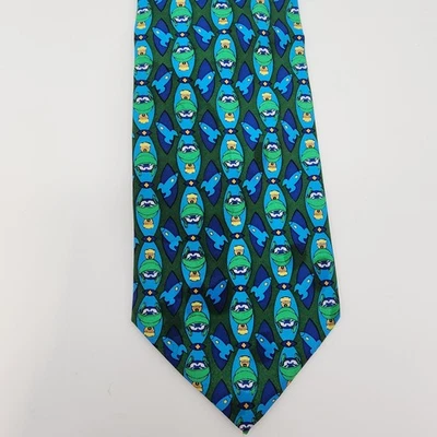 Looney Tunes Marvin The Martian Novelty Neck Tie Blue Green Cartoon Vtg 1990s - Image 1 of 4