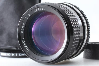 [Near MINT w/Filter, Case] Ai Nikkor 85mm f/2 MF Portrait MF Lens From JAPAN - Image 1 of 4