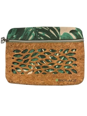 Bolsa de maquillaje Matrix Biolage 8 X 6 beige y verde patrón de hojas bolsa de cosméticos  Foto 1 de 2