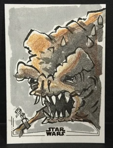 2025 Topps Chrome Star Wars Rancor 1/1 Sketch Silver Foil By Robert Garcia - Bild 1 von 4