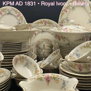 Juego de vajilla Riviera 61 piezas marfil real KPM AD 1831 para 6 1921-1945 Alemania - Imagen 1 de 24