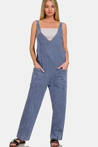 Zenana Pocketed Wide Strap Jumpsuit - Picture 1 of 4
