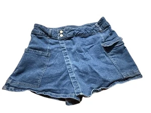 Denim Utility Cargo Wrap Jean Skort Girls Sportswear Micro Shorts Skirt XL 15-17 - Picture 1 of 4