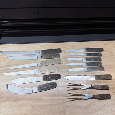 Russell Green River Works Knife Blade Blanks LOT 14 Vintage USA Made - Image 1 of 4