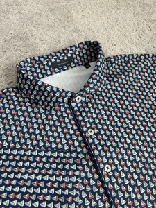 Turtleson Sailboat All Over Print Nautical Stretch Fabric Polo Shirt Men’s XL - Picture 1 of 4