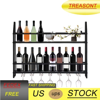 Estante de almacenamiento de copas de vino montado en la pared Soporte para botellas Bar Estante para vino NUEVO Foto 1 de 4