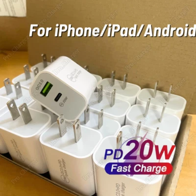Lote Adaptador de Corriente USB Tipo C Bloque Cargador Rápido 20W para iPhone iPad Pro Samsung Foto 1 de 4