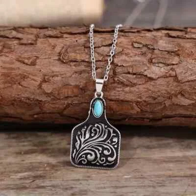 Collar colgante turquesa con incrustaciones de botella de vino estilo occidental vintage regalo unisex Foto 1 de 4