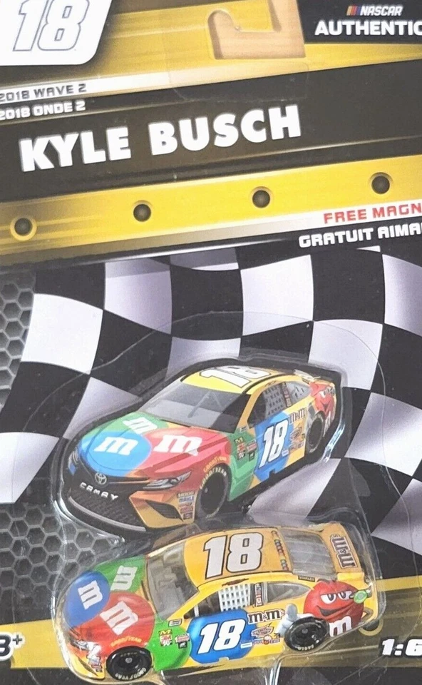 Wave 2 2018 Kyle Busch M&M's escala 1/64 auténtico equipamiento diecast arrugado Foto 1 de 1