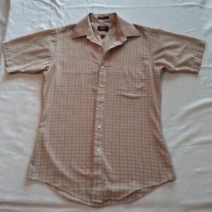 Vintage 70s Arrow Brigade Short Sleeve Button Up Plaid Shirt Men's Size 15 Small