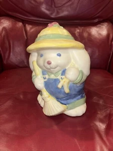 Treasure Craft Bunny Gardener vase Planter utensils Holder Rabbit Ceramic - Picture 1 of 6