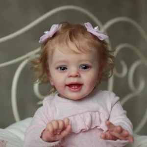 24" Reborn Baby Dolls Toddler Girl Yannik Cloth Body Rooted Hair Real Handmade - Picture 1 of 5