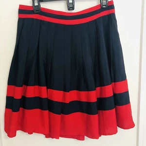 Tommy Hilfiger Rock Damen Gr. 8 Navy Blau Rot Academia Plissee Swing Gefüttert Neu - Bild 1 von 11
