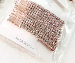 12 pcs Rose Gold Rhinestone Bobby Pins Metal Hair Clips Diamond Pins Crystal - Picture 1 of 6