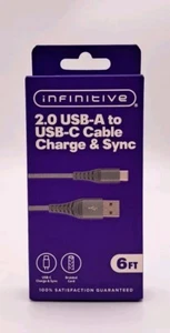 Cable trenzado de alta resistencia USB-C a USB-A 2.0 de carga y sincronización de 6 pies - Imagen 1 de 24