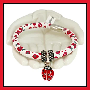 BRIGHTON POPPY WOODSTOCK Bracelet w/ LUCKY LADY BUG Charm & GLITTER BEADS NWT - Picture 1 of 3