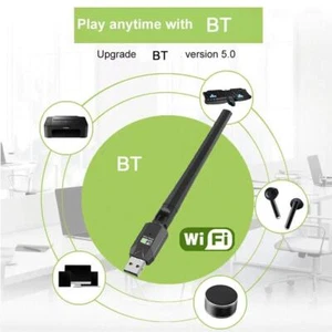 2in1 Bluetooth 5.0 600Mbps Dual Band 2.4/5GHz Wireless Adapter WiFi USB New Y4V0 - Photo 1/12