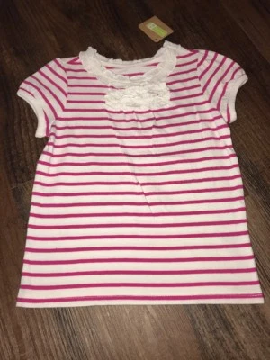 Crazy 8 NWT Girls 3t Fuschia White Striped Shirt Top  - Imagem 1 de 2