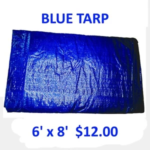 6' x 8' Blue Poly Tarp - UV Resistant - Picture 1 of 1