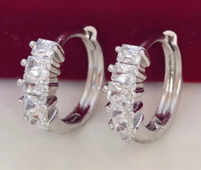 Luxus Ohrringe Creole Zirkonia Kristalle 750er Weißgold 18K vergoldet Damen - Bild 1 von 4