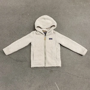 Patagonia Jacket Kids XS 5-6 White Creme Fleece Fuzzy Sweater Outdoor Hiking - Picture 1 of 9