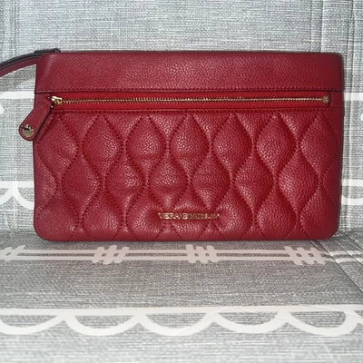 Vera Bradley Damas Bolso sin asas Cuero Muñequera Cartera Rojo Cremallera BOLSO BOLSA Foto 1 de 4