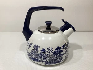 Vintage HERITAGE MINT BLUE WILLOW EMAILLE Teekessel TOP ZUSTAND!! - Bild 1 von 6