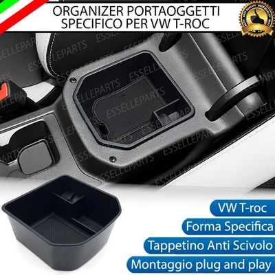 ESSELLE PARTS VANO PORTAOGGETTI PER BRACCIOLO PER VW T-ROC PORTA OGGETTI SPECIFICO ORGANIZER