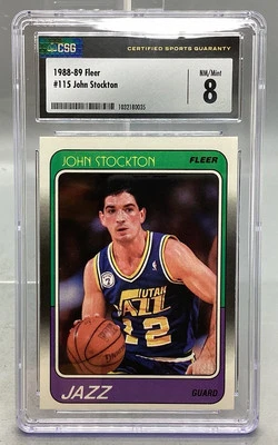 Tarjeta Fleer #115 John Stockton 1988-89 - CSG - 8 casi nueva/como nueva Foto 1 de 4