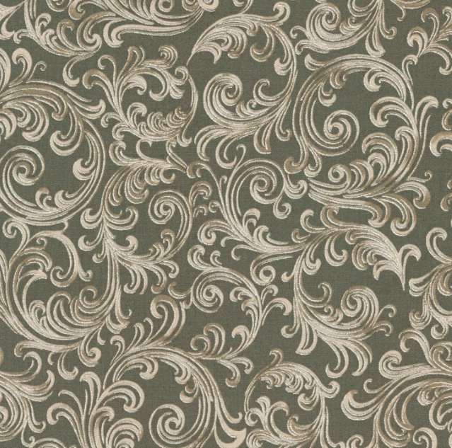 Vine-like Swirls, Taupe, Silver Metallic, Fabric, Holiday Flourish, SRKM22949442 - Image 1 of 1