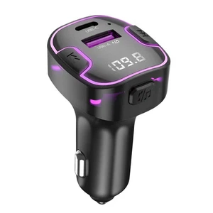 XO, Trasmettitore FM per auto Bluetooth con caricabatterie USB e USB-C, Nero - Zdjęcie 1 z 5