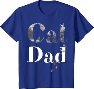 Cute Cat Dad Shirt Funny Cat Lover Father's Day Gift Youth Unisex T-shirt - Picture 1 of 6