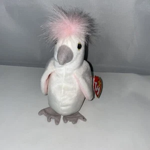 Ty Beanie Babys Kuku Kakadu Vogel - weiß NEU SELTEN MIT ETIKETTFEHLERN 1997 - Bild 1 von 4