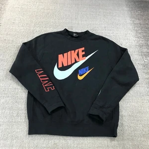 Nike Sweater Mens Small Sweatshirt Swoosh Black Yellow Workout Casual Adult - Picture 1 of 9