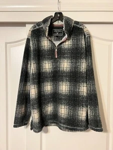 True Grit - Mens Large L - Grey White Quarter Zip Pullover Fleece Jacket - Picture 1 of 4