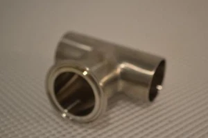 ONE NEW LOT OF 3 SANITARY TEE FITTINGS 1 3/8"ID 304 STAINLESS A3 CERTIFIED. - Picture 1 of 1