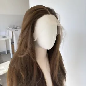 Soft Light brown Long Straight Glueless Lace Front Wigs Heat Resistant Hair - Picture 1 of 12