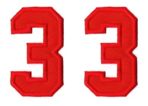 2x Number 3 Three 3 inch Red Embroidered iron on Patch for Jacket Jeans Hat P190 - Picture 1 of 5