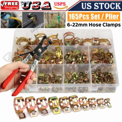 165X Hose Spring Clamps 6-10mm Fastener Fuel Water Line Pipe Air Tube Clip/Plier - Image 1 of 4