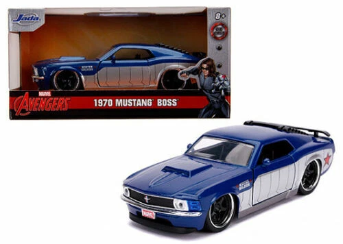 1970 FORD MUSTANG BOSS WINTER SOLDIER MARVEL AVENGERS RIDES 1/32 BY JADA 31745 - Image 1 of 1
