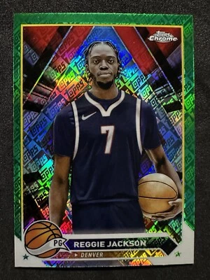 2023-24 Topps Chrome Basketball - Reggie Jackson - GREEN REFRACTOR - #168 - Image 1 of 2