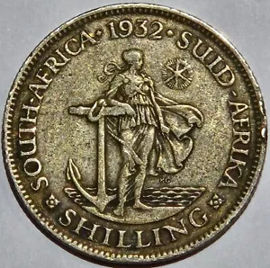 1932 SOUTH AFRICA GEORGE VI SHILLING KM-17.3 OLD BRITISH COLONIAL SILVER - Picture 1 of 10