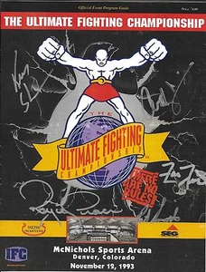Ken Shamrock Royce Gracie Pat Smith Zane Frazier +1 Signed Replica UFC 1 Program - Picture 1 of 24